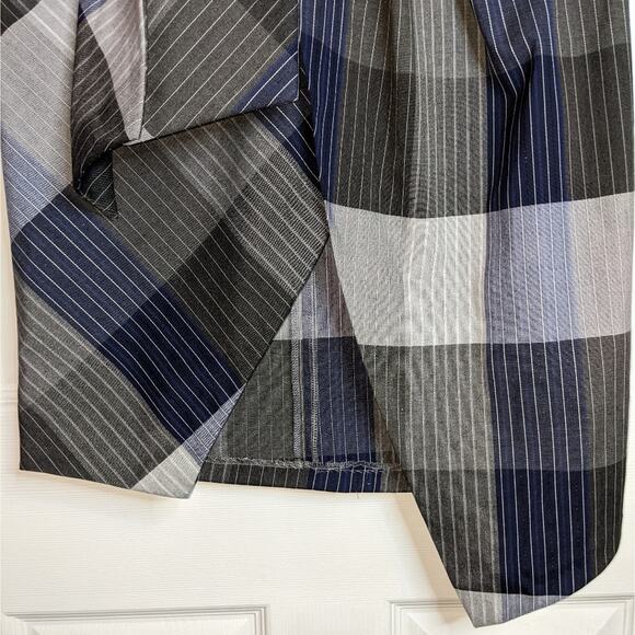 Zara Trafaluc Grey & Blue Plaid Asymmetrical Side Tie Dark Academia Skirt XS - Picture 8 of 13